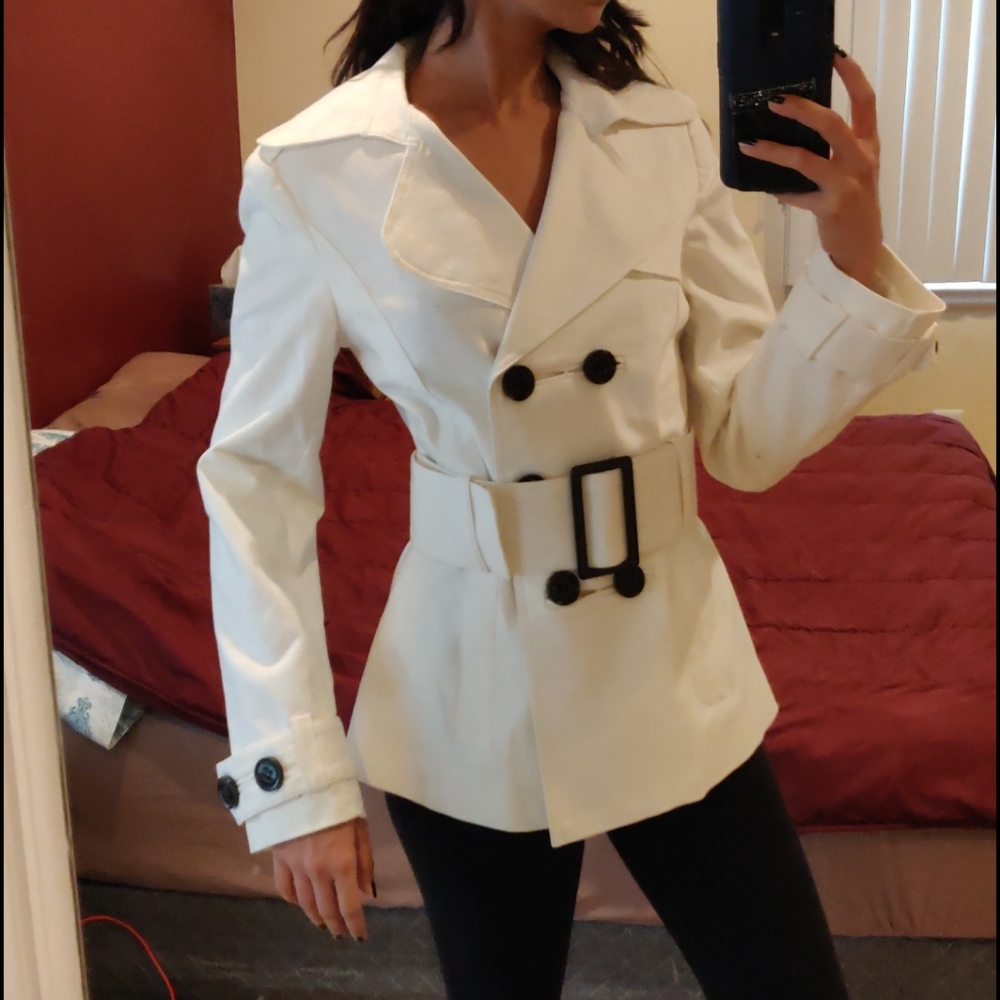 Chic white light winter coat